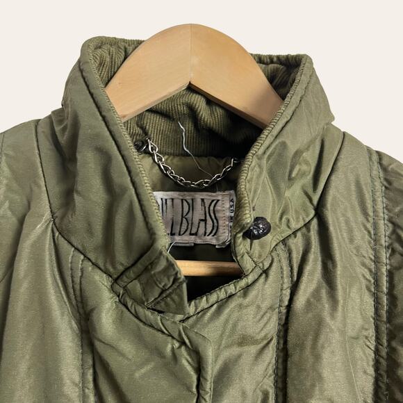 Vintage Bill Blass Olive Green Down Insulated Nylon Quilted Jacket Size L - Picture 4 of 10